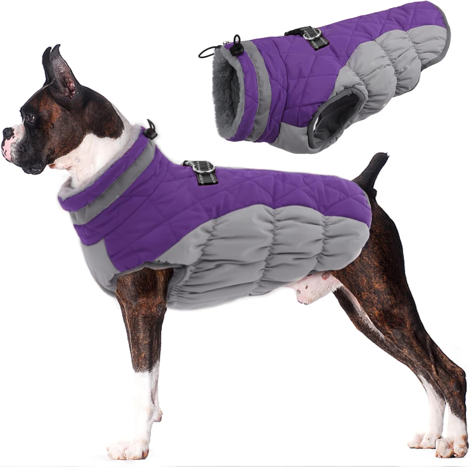 Warm Winter Coat for Dogs with Harness, Reflective Turtleneck