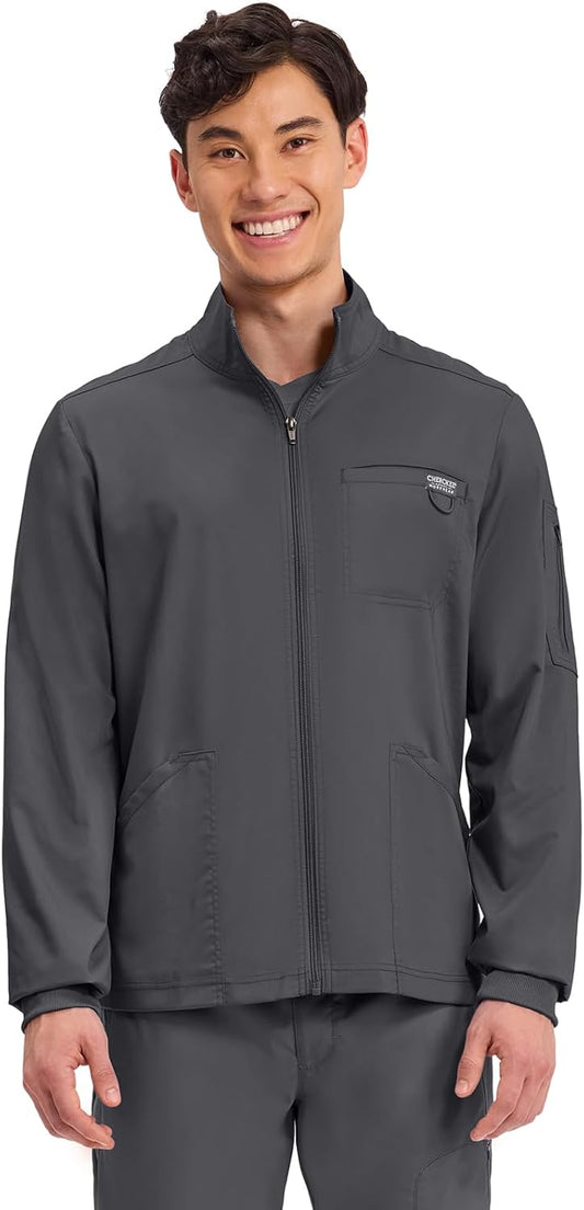 Cherokee Scrub Jacket for Men with 5 Pockets and Zip Front