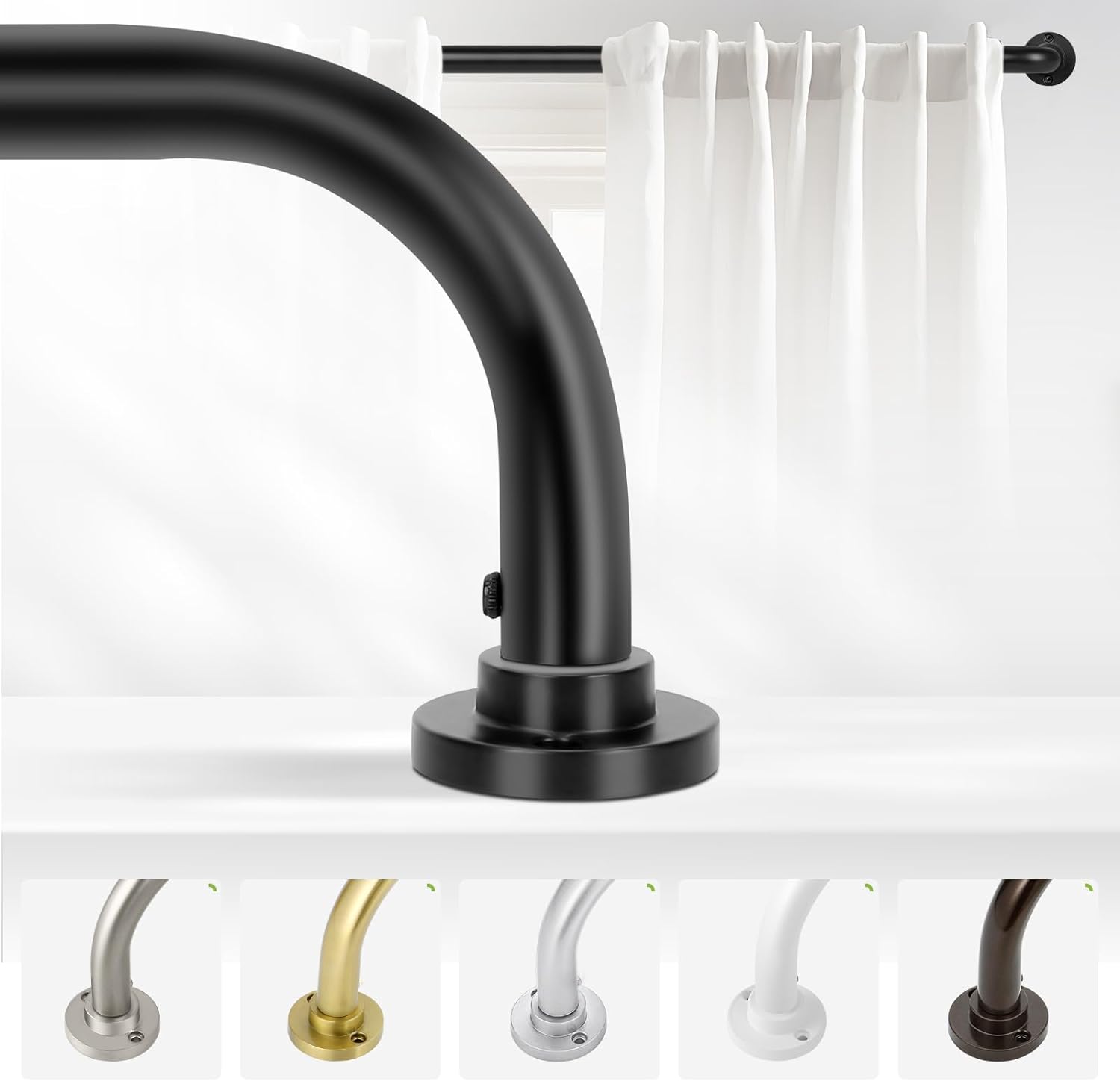 Adjustable Room Darkening Curtain Rod - 48-90 - Matte Black