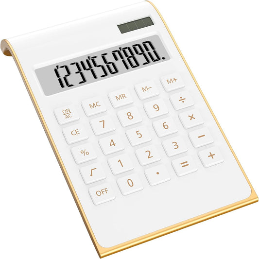 SPLAKS Large LCD Solar Desktop Calculator - Golden Efficiency