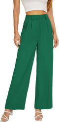 Women High Waist Wide Leg Work Pants - Loose Fit Trousers