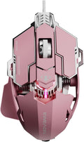 EWEADN G5 Wired Gaming Mouse Pink - Ergonomic RGB, 12800 DPI