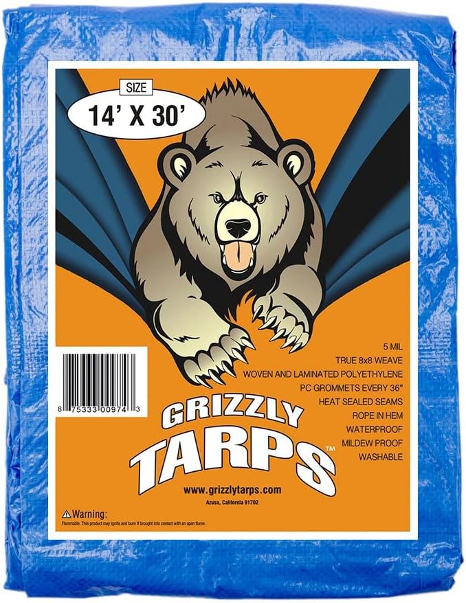 Grizzly Tarps 14ft x 30ft Heavy Duty Waterproof Poly Tarp