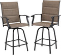 PHI VILLA Outdoor Swivel Bar Stools Set of 2 - Padded Textilene