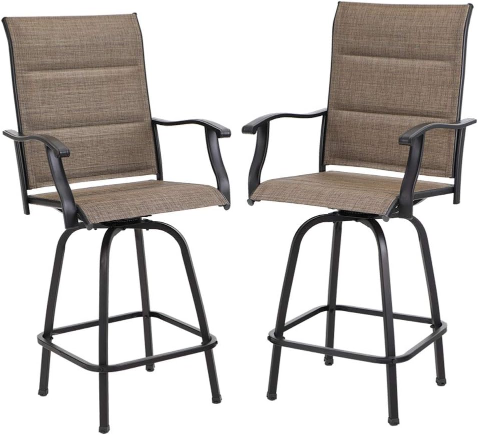 PHI VILLA Outdoor Swivel Bar Stools Set of 2 for Relaxation