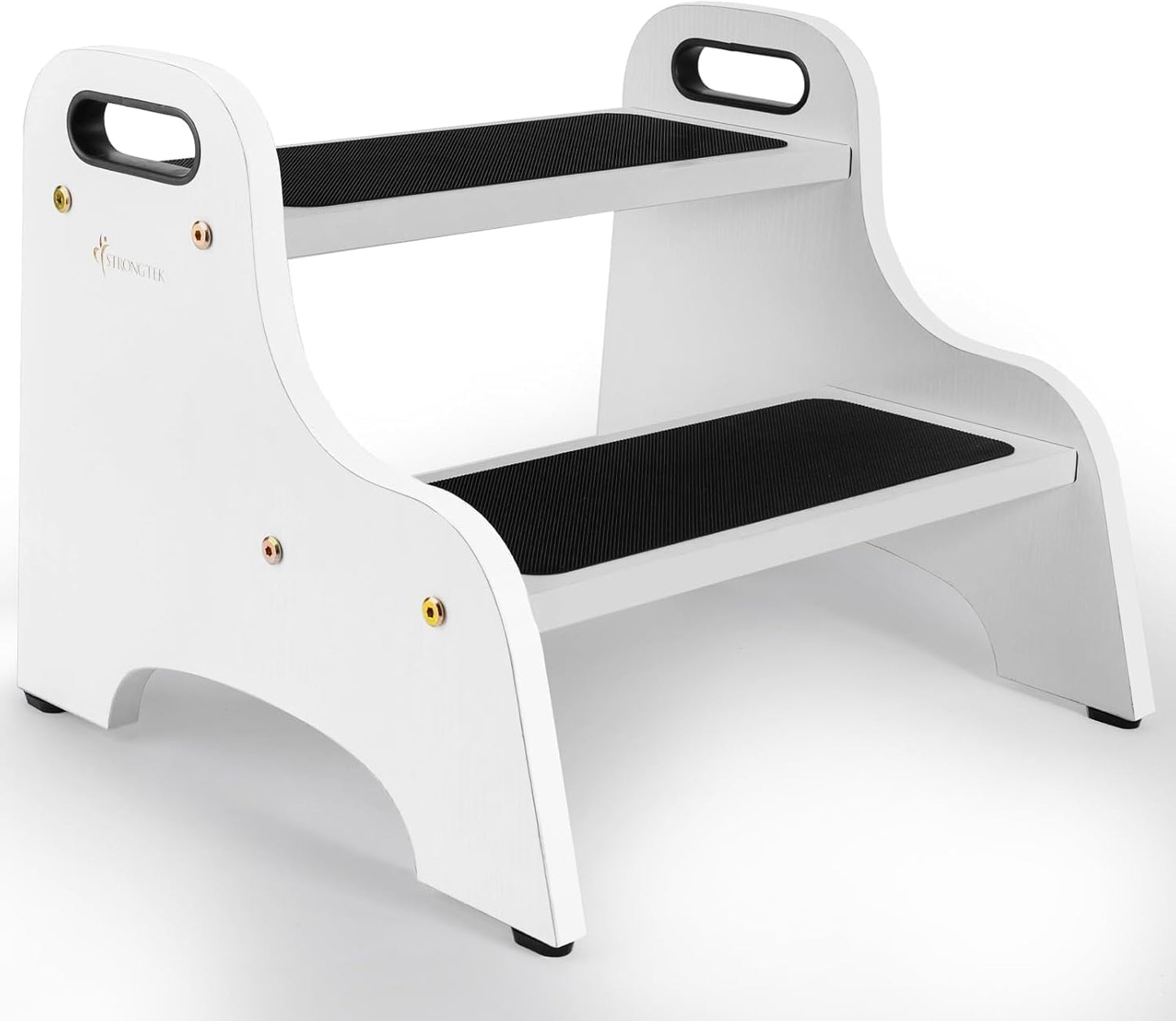 StrongTek Wood 2 Step Stool for Kids with Non-Slip Surface