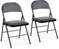 DUMOS Leather Padded Folding Chair 2 Pack - Comfortable Stackable