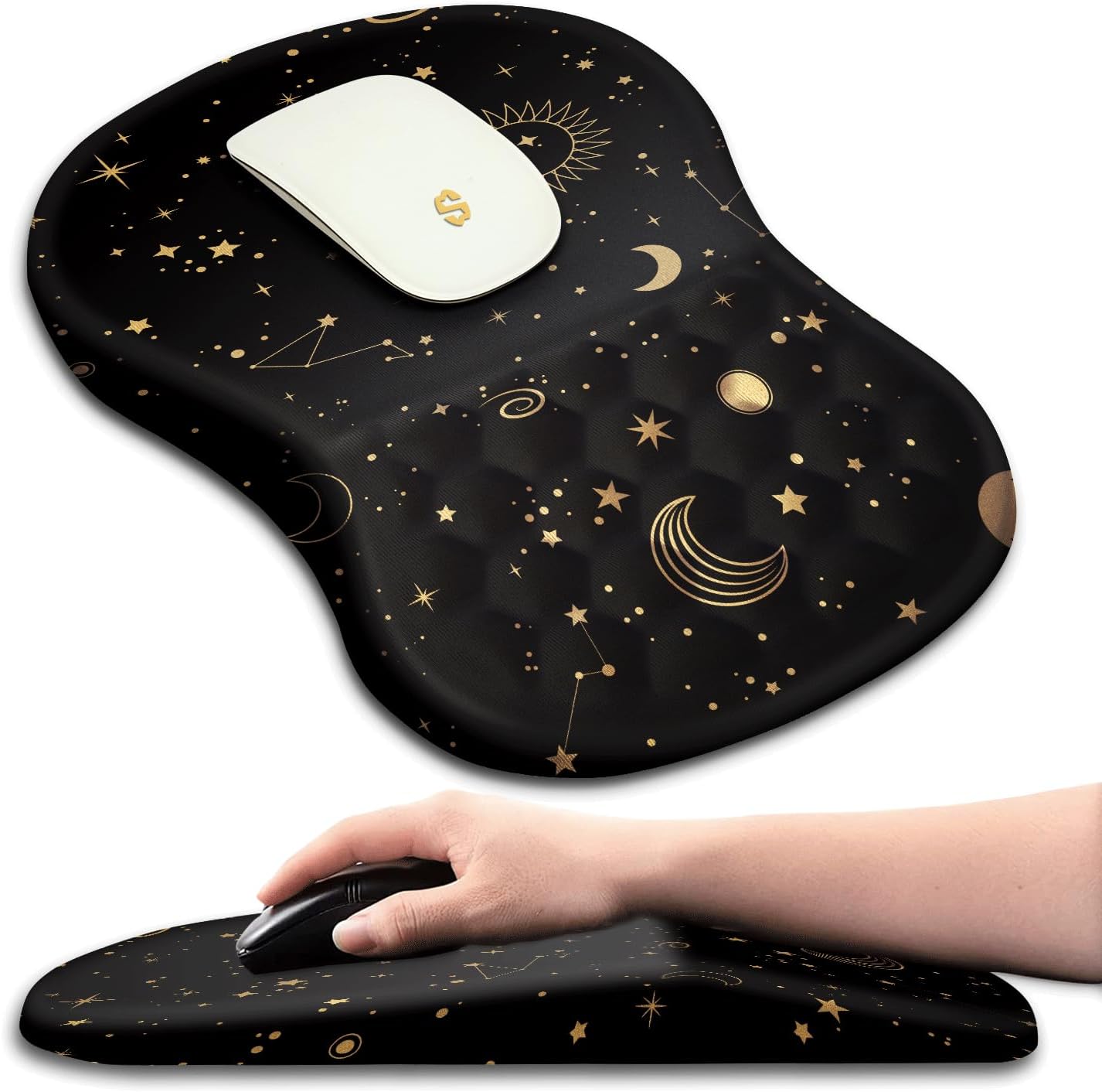 Ergonomic Wrist Rest Mouse Pad - Pain Relief, Memory Foam, Non-Slip - Starry Sky