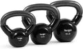 Kettlebell Set 5, 10, 15 lbs Vinyl Coated Cast Iron - Durable Home