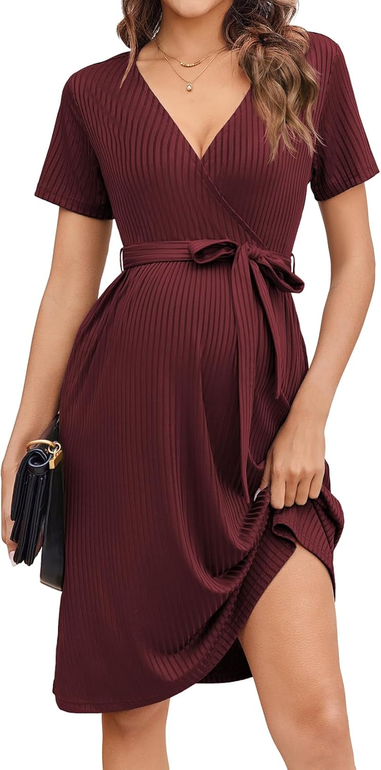 Ekouaer Women Short Sleeve Maternity Nursing Dress for Comfort