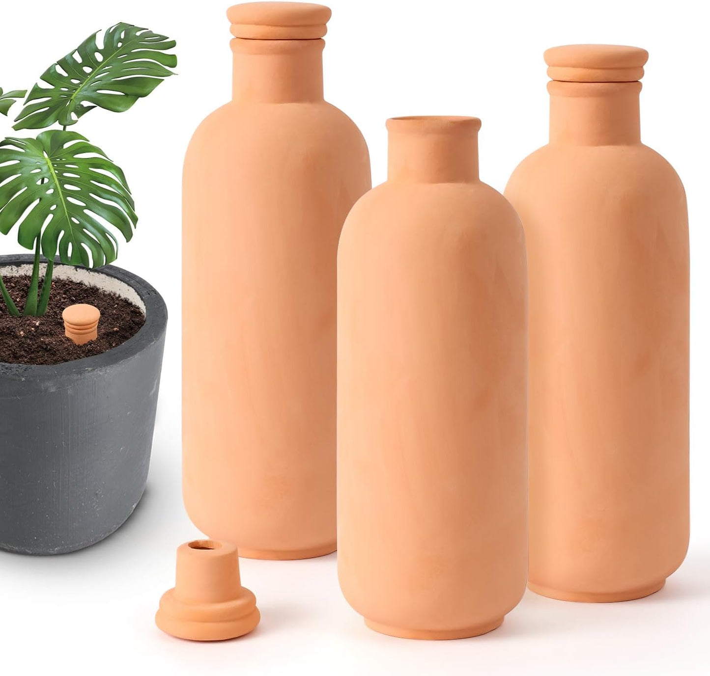 3pcs Terracotta Plant Watering Globes for Indoor Outdoor Use