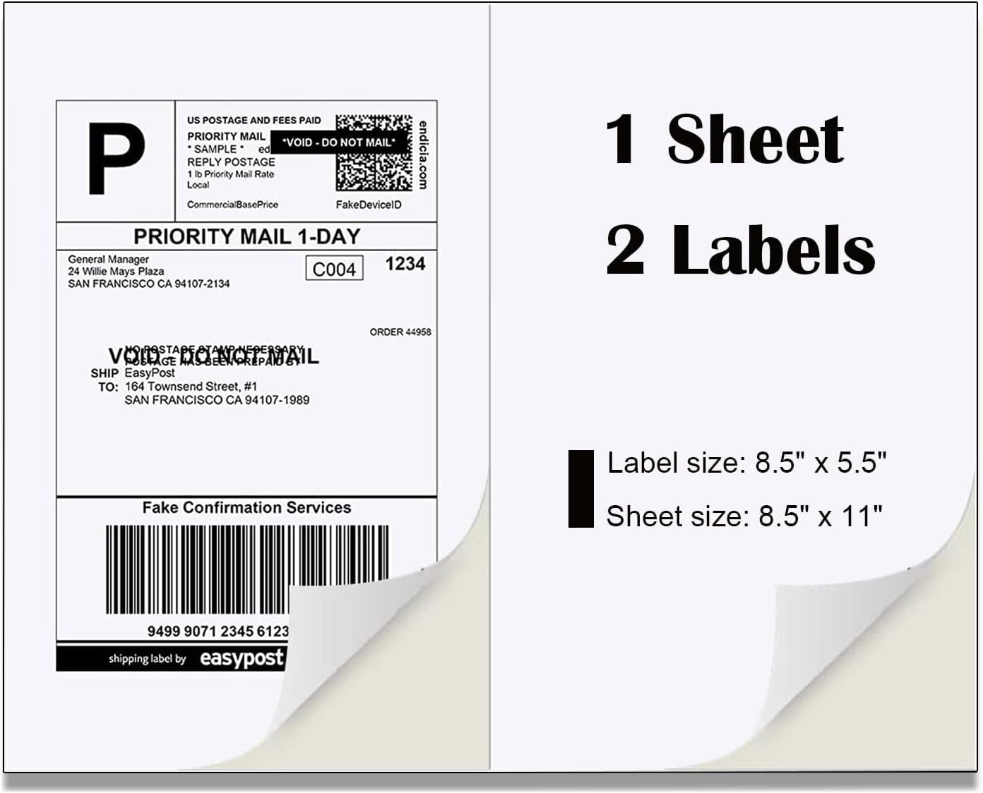 Half Sheet Laser/Ink Jet Shipping Labels for Easy Addressing