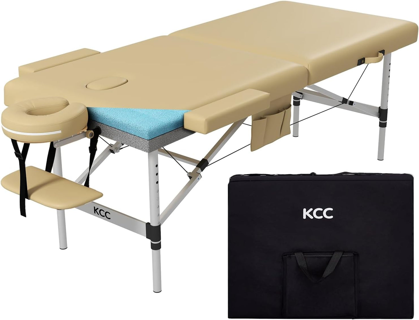 KCC Memory Foam Portable Massage Table for Home Salon Use