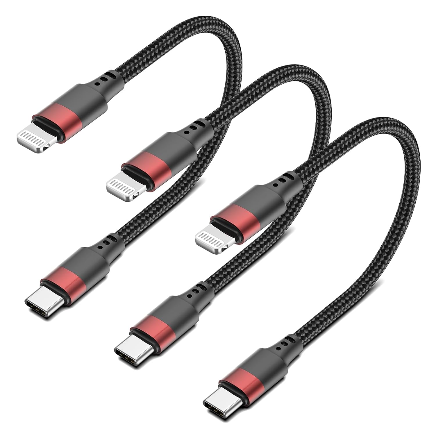 Fast Charge iPhone with 1ft Short USB C Lightning Cable 3-Pack