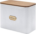 Extra Large Farmhouse Bread Box With Wood Lid - Holds 2 Loaves