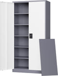 Letaya Metal Garage Storage Cabinets 72in H - Gery White Lockable
