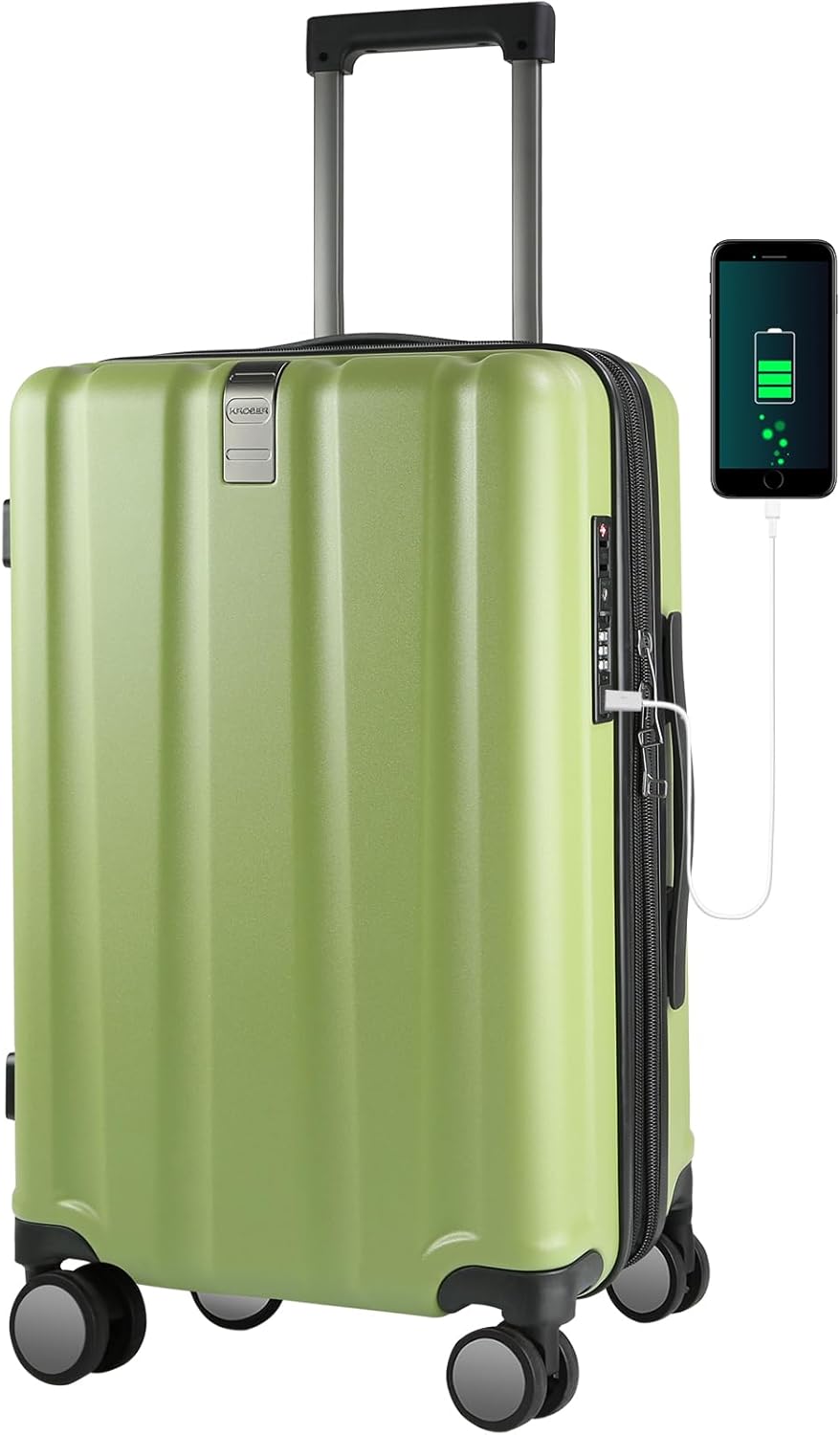KROSER Hardside Expandable Carry On Luggage with USB Port