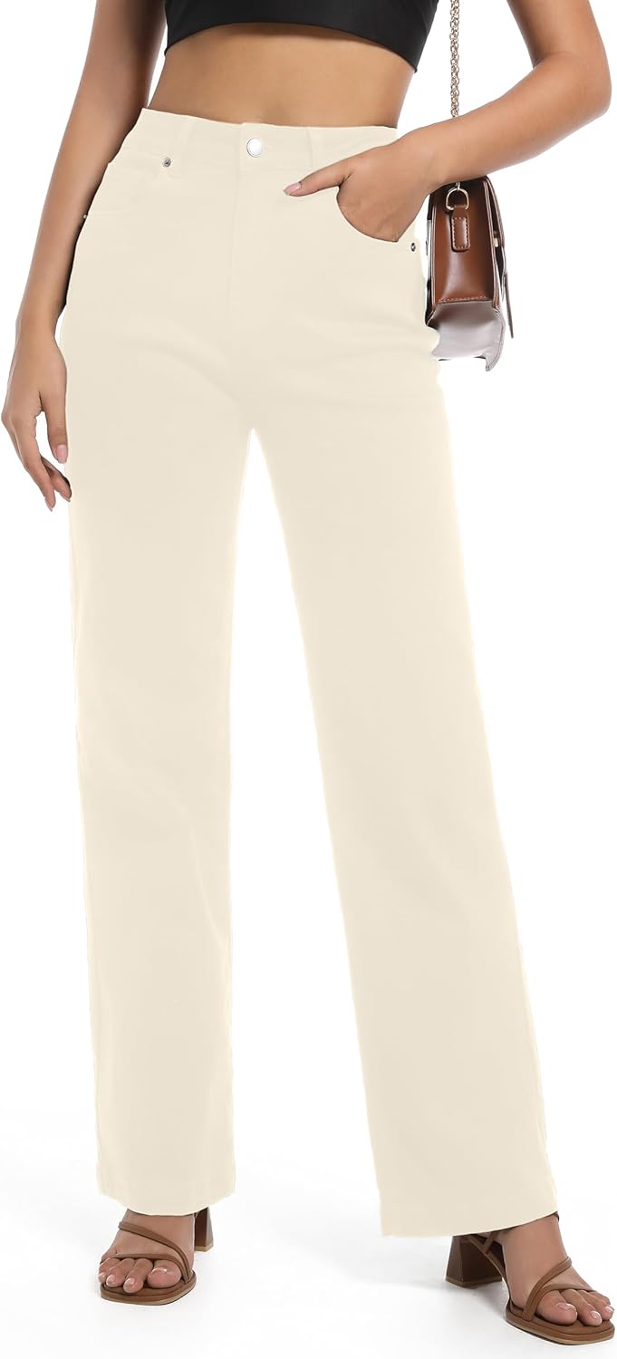 High Waisted Straight Leg Stretchy Jeans for Women - Trendy Fit