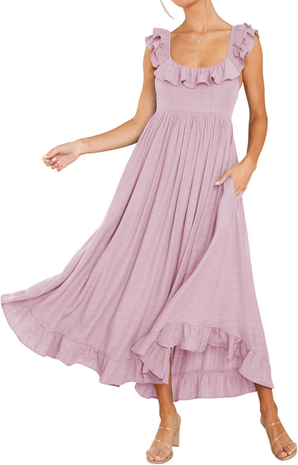 R.Vivimos Summer Dress for Women: Boho Ruffle Midi Style