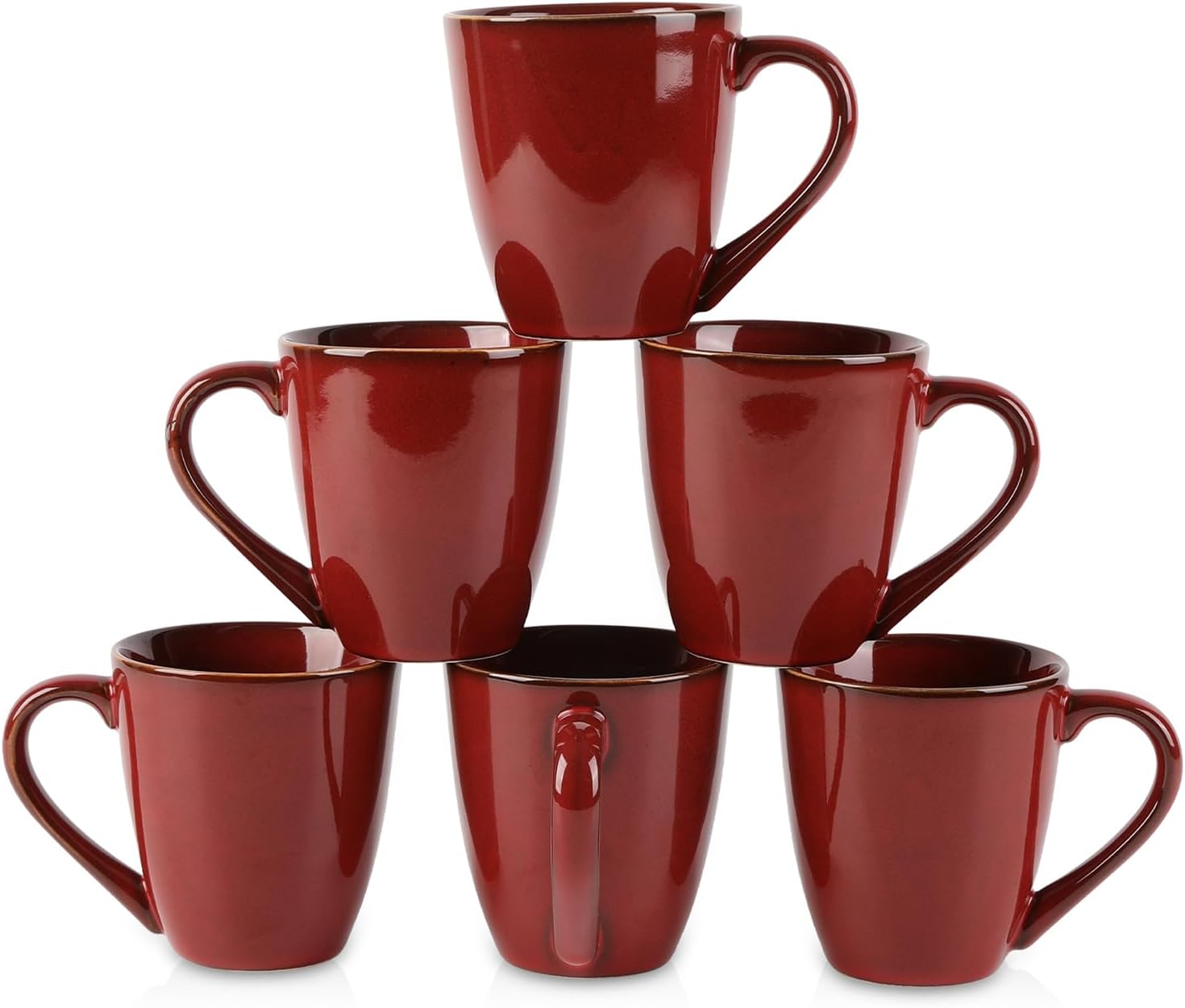 12 Ounce Coffee Mug Set of 6 Unique Glazed Ceramic Mugs