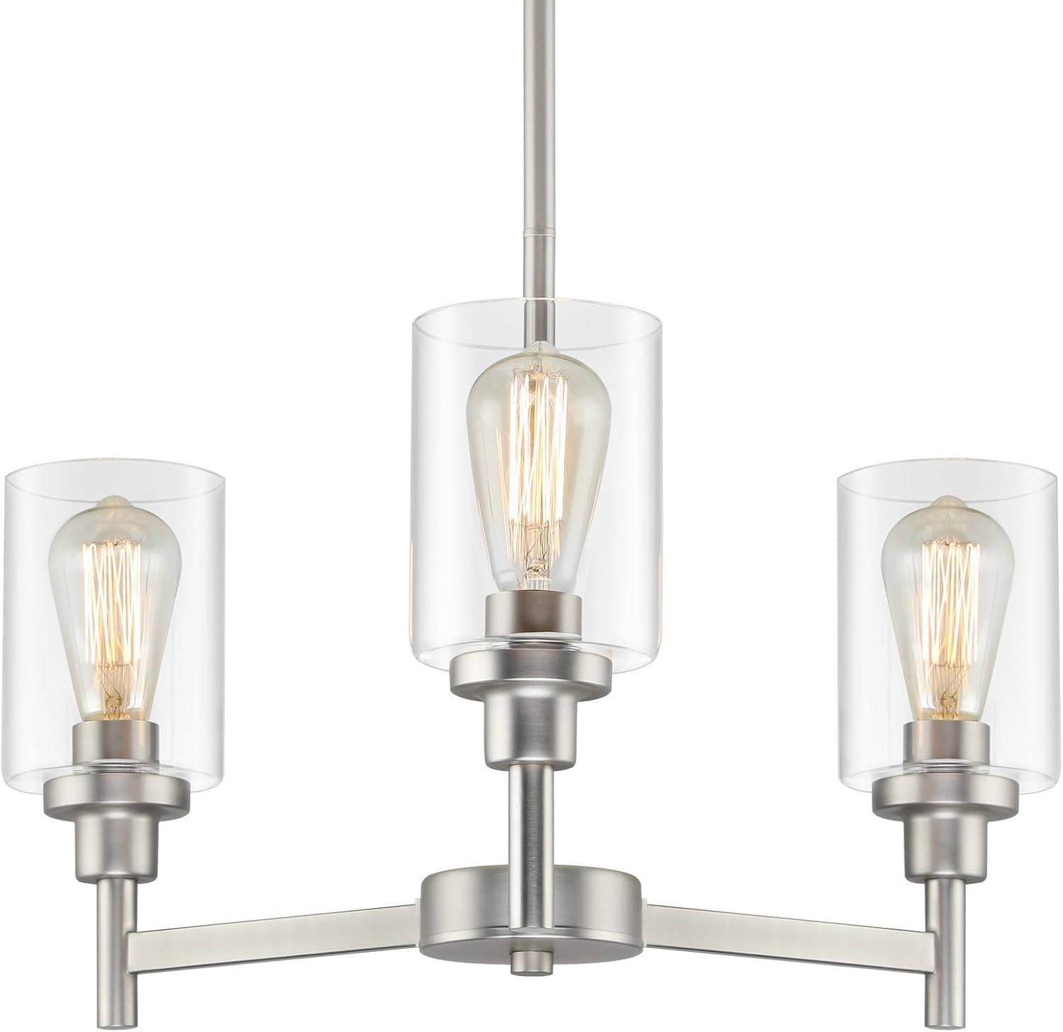 3 Lights Brushed Nickel Chandeliers for Dining Room Lighting