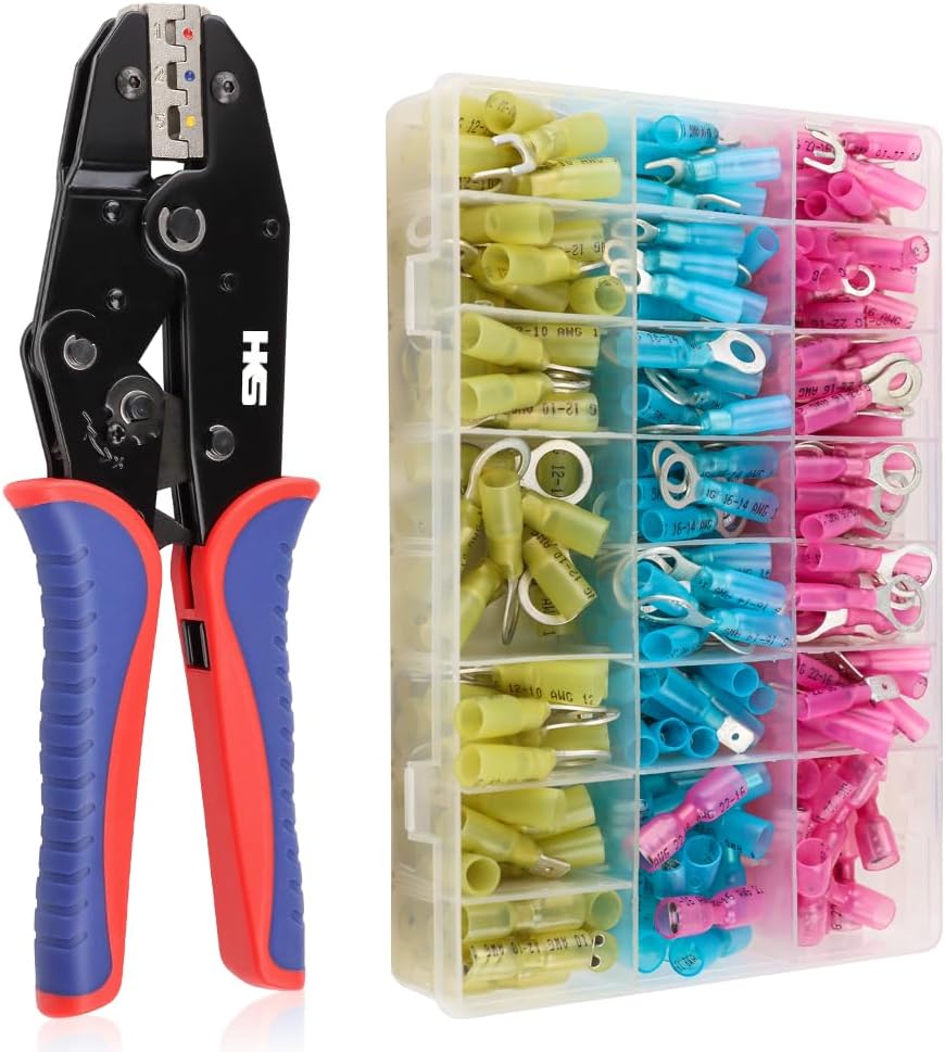 HKS Crimping Tool with 280PCS Marine Grade Heat Shrink Connectors