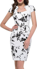 Women Velvet Vintage Floral Cocktail Dress - Cap Sleeve Pencil