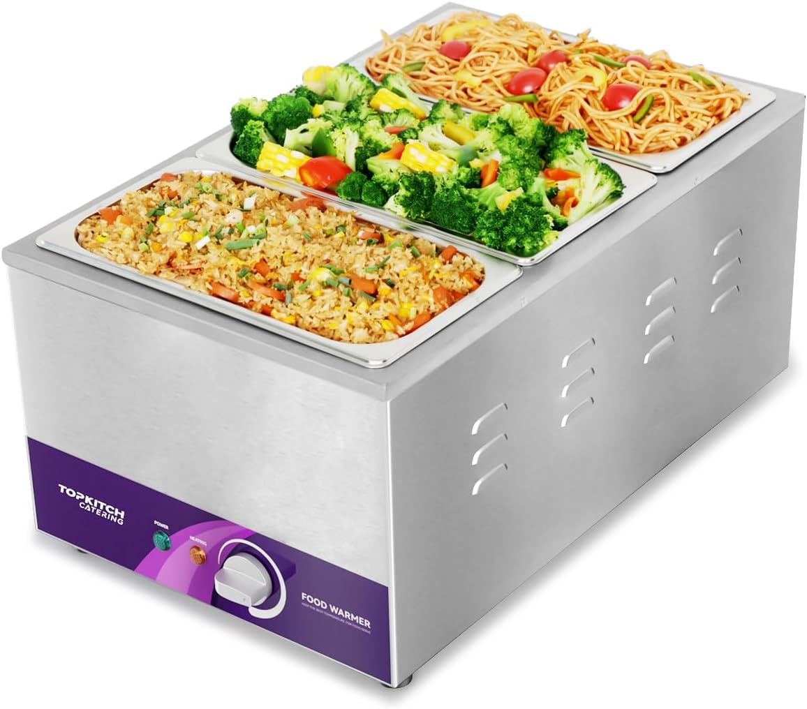 TOPKITCH 3-Pan 18L Commercial Food Warmer for Buffets