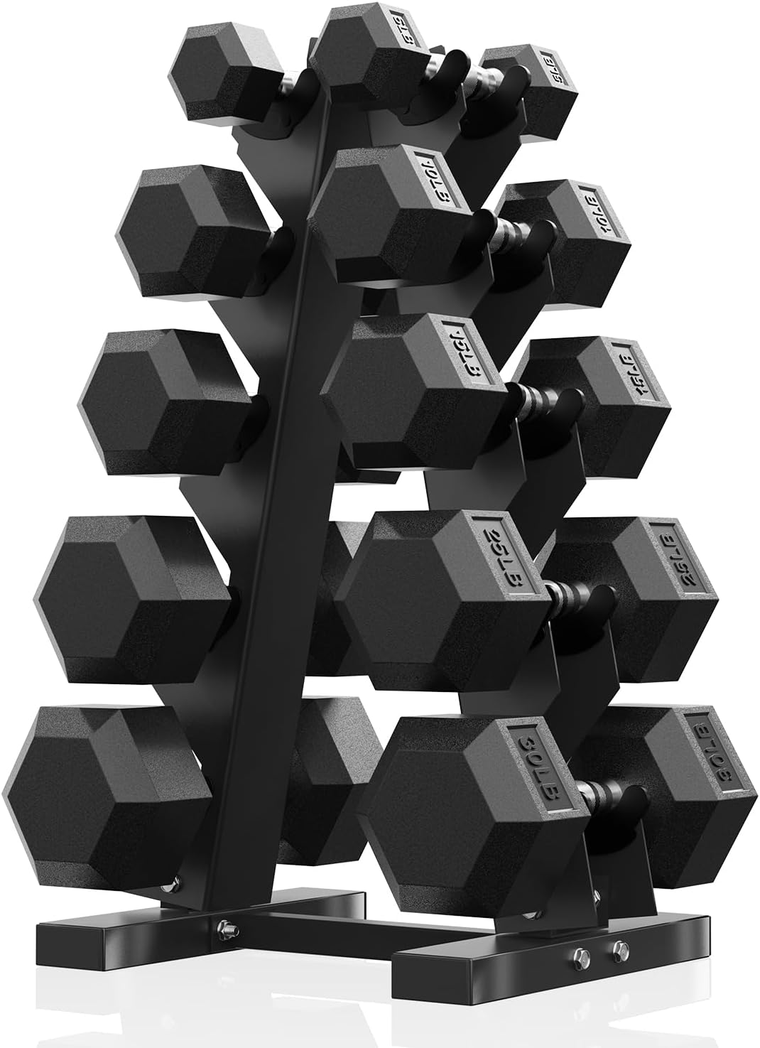 PAPABABE Hex Dumbbell Sets with Rack for Strength Training