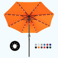 Patio Umbrella with 32 Solar LED Lights - 11ft Orange, Tiltable Shade