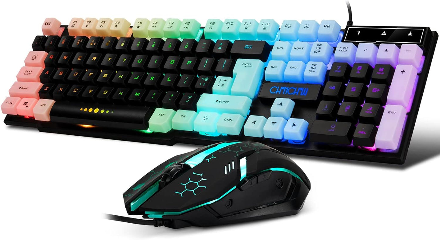 CHONCHOW Gaming Keyboard & Mouse Combo: Dynamic Rainbow Backlit for Immersive Gaming