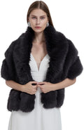 UMREN Women's Luxury Faux Fox Fur Long Shawl Cloak for Winter
