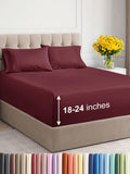 Extra Deep Twin XL Sheet Set - 4 Piece Cooling Burgundy