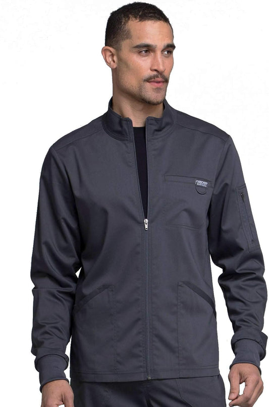 Cherokee Men Warm Up Scrub Jacket with Zip Front for Comfort