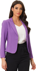 Allegra K Women's Open Front Crop Suit Blazer - Lightweight Work