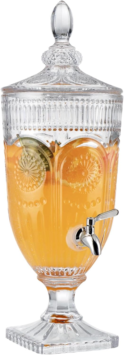 Elegant 0.8 Gallon Glass Beverage Dispenser with Spigot