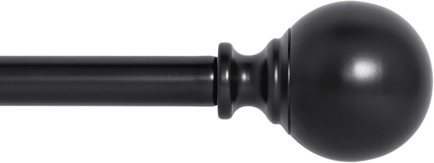 Ivilon Black Curtain Rod 48-86 Inch - Elegant Ball Style