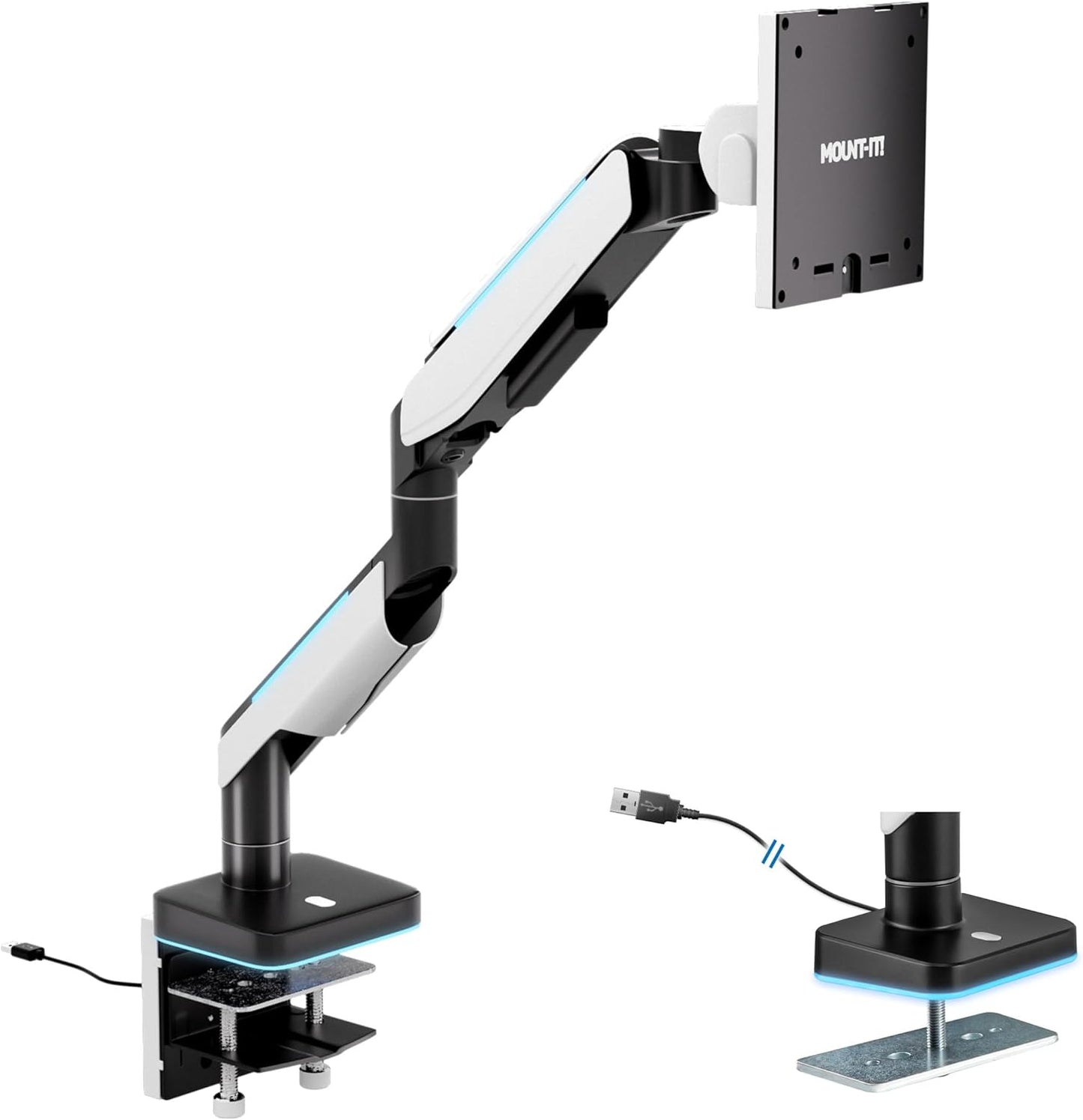 Mount-It! Heavy-Duty Ultrawide Monitor Arm for Samsung Odyssey G9 - RGB Lights