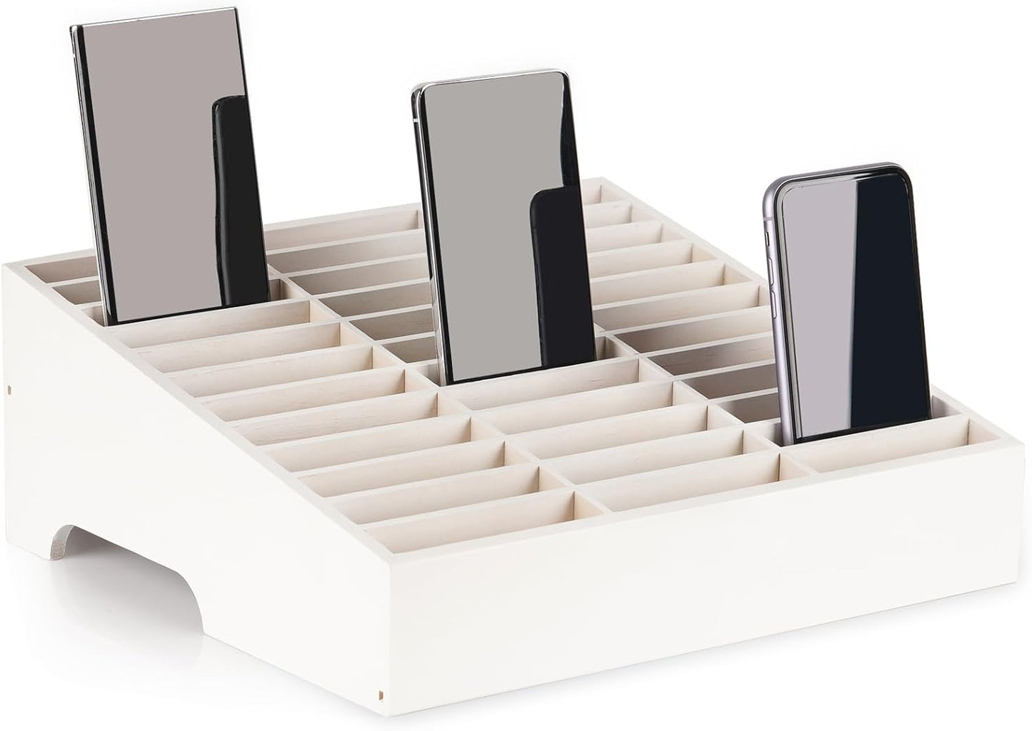Wooden 36-Grid Cell Phone Storage Box for Classroom and Office