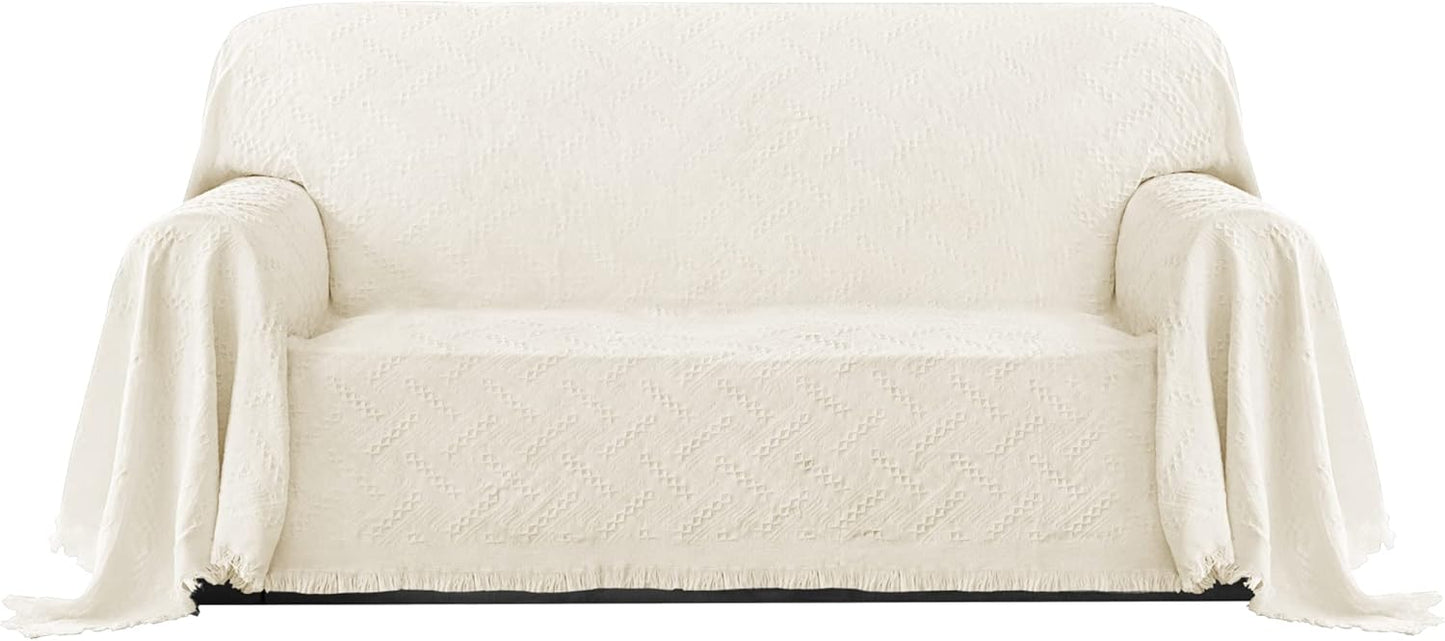 PureFit Geometric Jacquard Throw Sofa Cover for 3 Cushion Couch