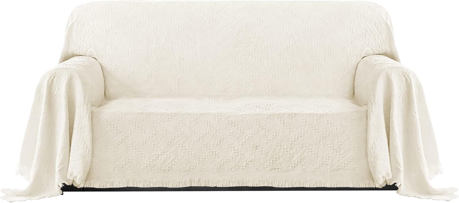 PureFit Geometric Jacquard Throw Sofa Cover for 3 Cushion Couch