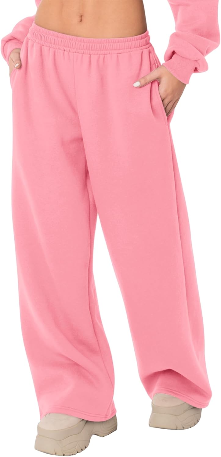 LOMON Wide Leg Sweatpants for Women - Cozy Fleece Joggers