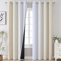 Estelar Textiler Beige and Greyish White Blackout Curtains 102 in