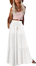 Women's Boho Maxi Skirt High Waist with Pockets - Flowy Ruffle