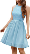 Dressystar Women's Halter Sequin Tulle Cocktail Dress - Elegant
