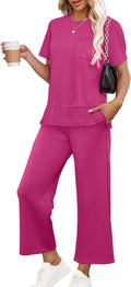 OFEEFAN Women's Lounge Sets Wide Leg Loungewear - Travel Ready Shoes