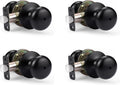 Privacy Door Knob 4 Pack - Keyless Matte Black Interior Locks