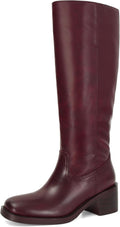 Banana Knee High Boots Square Toe Chunky Block Heel - Comfortable Fall