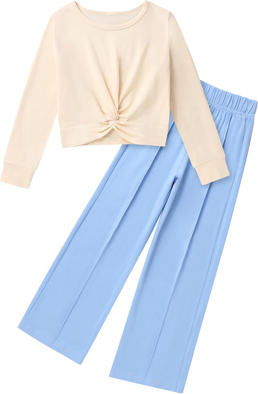 Girls Fall Outfits Fashion Solid Long Sleeve Twist Crop Tops