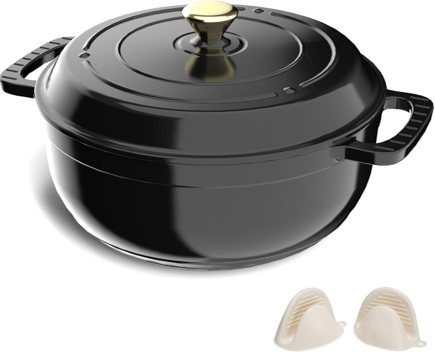 ROVSUN Enameled Cast Iron Round Dutch Oven for Baking & Roasting